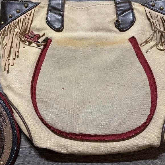 Chala Horse Everyday Zip Tote Shoulder Bag Fringe Large Travel School Work - Picture 5 of 15